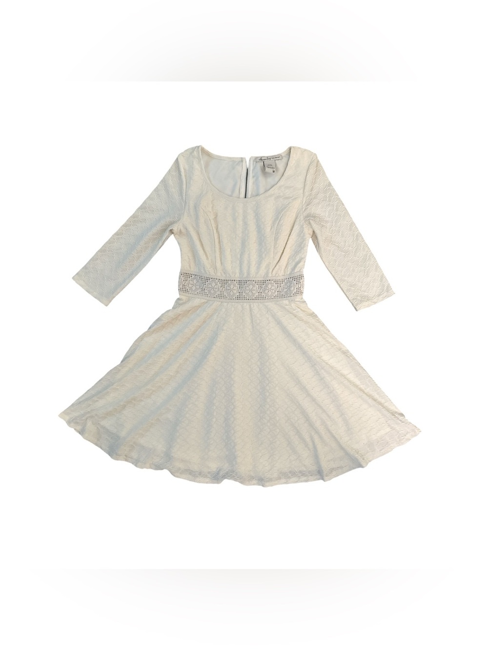 American Rag Cream Lace Fit & Flare Dress with Beaded Waistband Women’s Size MED